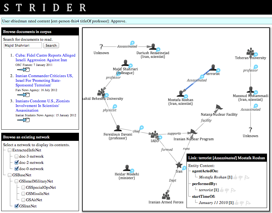 Strider uses a link diagram interface for non-technical users to navigate data and specify objectives.